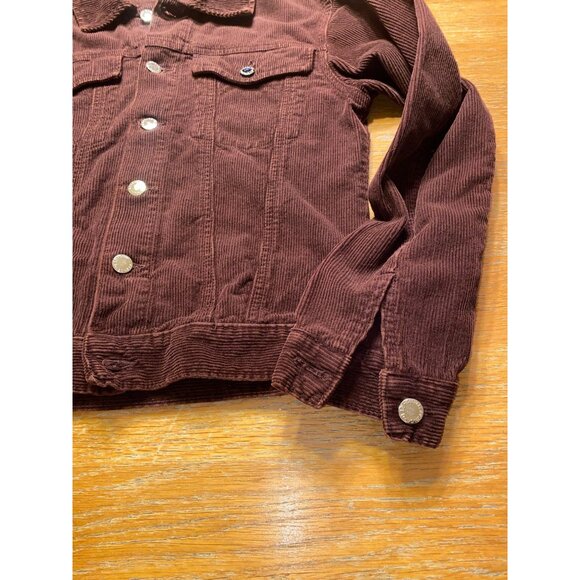 Brown Corduroy Button-Up Jacket With Chest Pockets & Silver Buttons - Picture 3 of 6